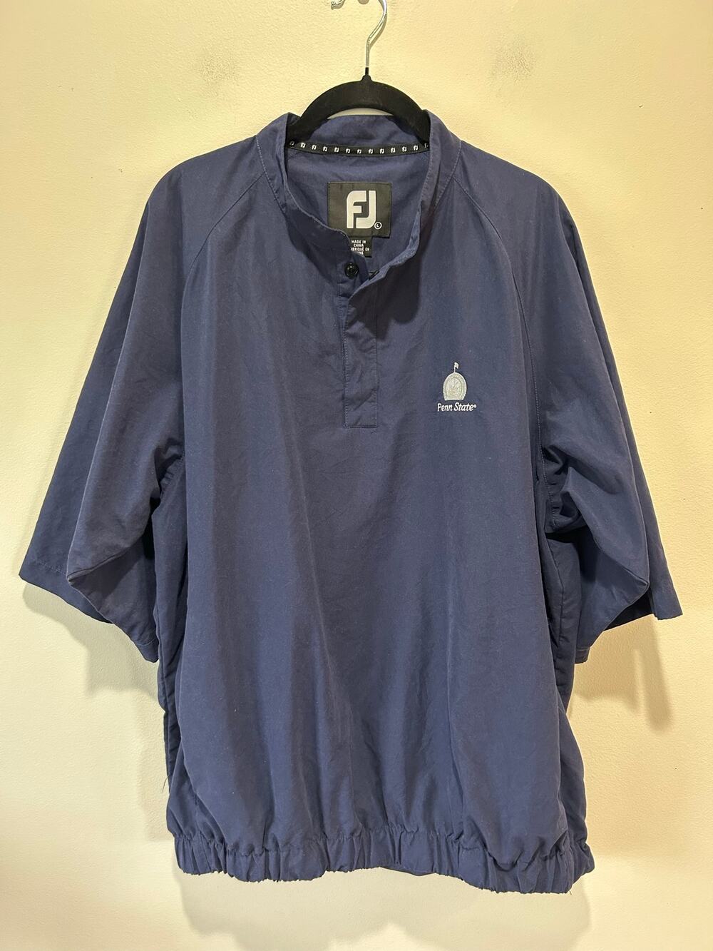 Penn State Footjoy golf pullover windbreaker mens L blue short sleeve